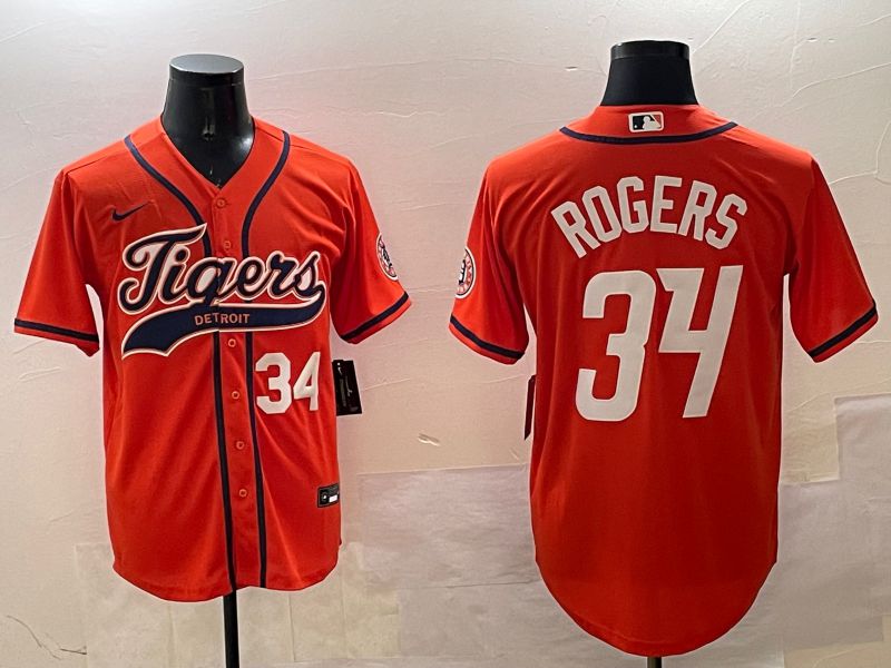 Men Detroit Tigers #34 Rogers Orange Joint Name Game 2025 Nike MLB Jersey style 3->detroit tigers->MLB Jersey